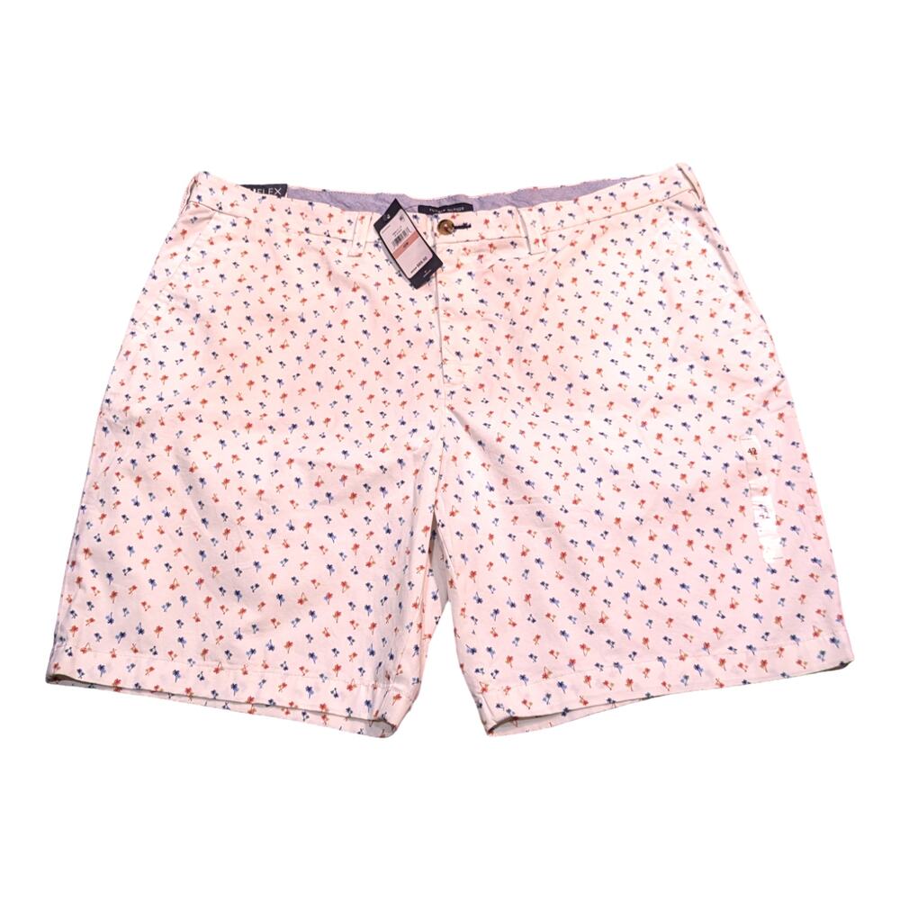 Tommy Hilfiger Mens White Patterned TH Flex Chino Shorts 42W 9" Inseam - New